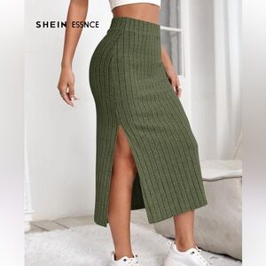 🔴Buy 2 get 1 free🔴 Olive Green Ribbed Maxi Skirt